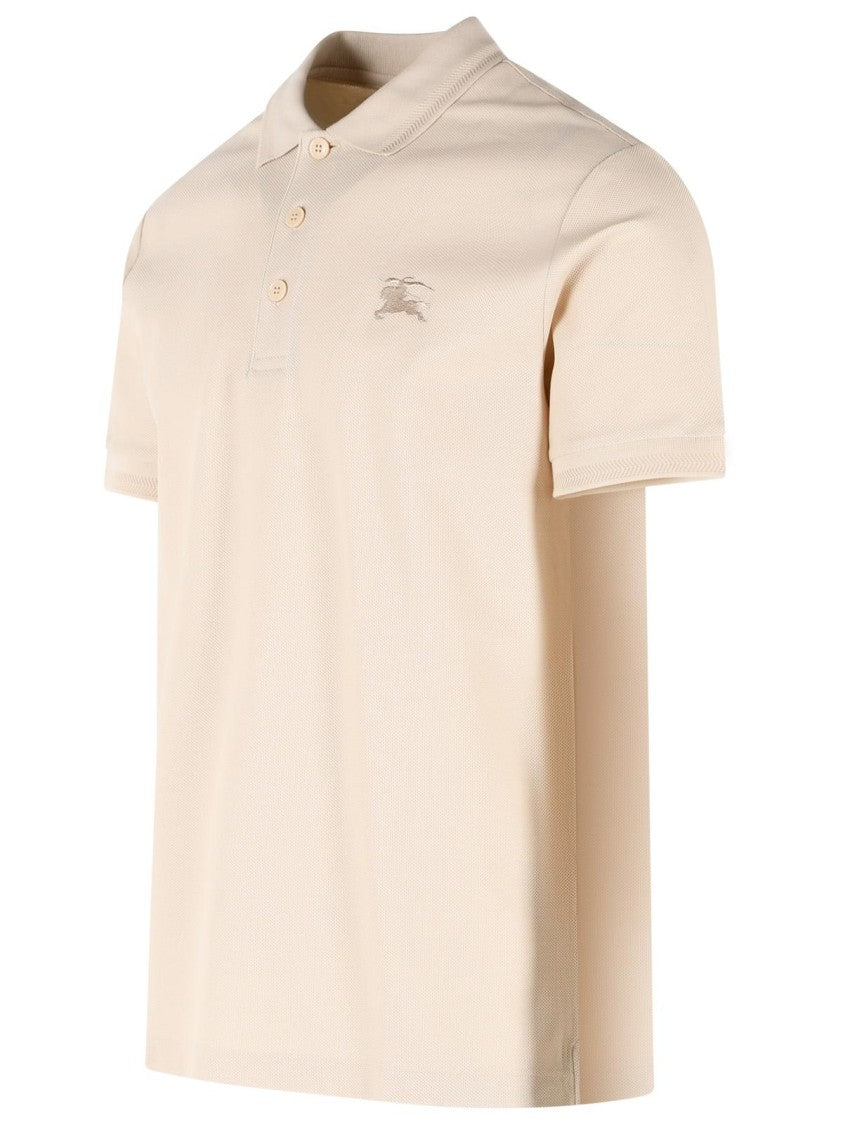 Burberry Beige Cotton Polo Shirt With Trimmed Collar