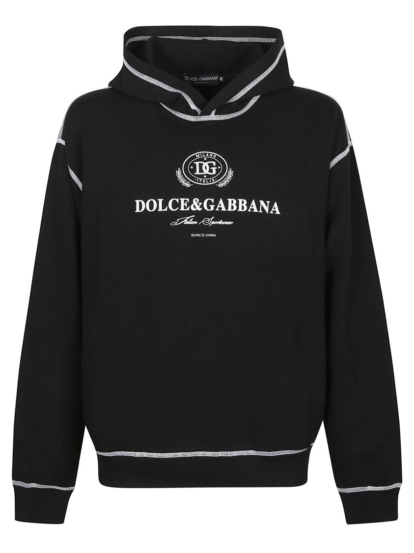 Dolce & Gabbana Hooded Sweatshirt With Contrasting Stitching And Logo Detail
