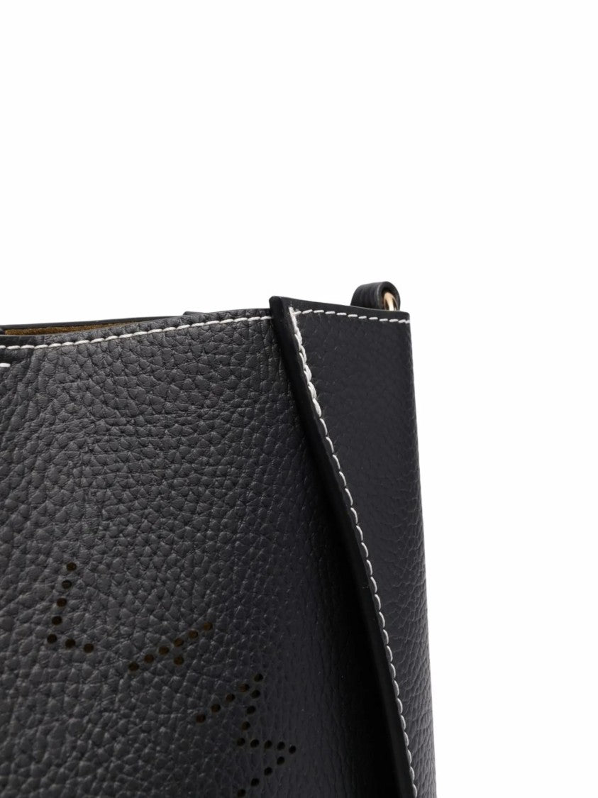 Stella Mccartney Black Polyamide Perforated Logo Tote Bag