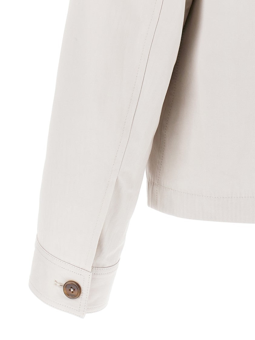 Dolce & Gabbana Tonal Embroidered Cotton Jacket With High Neck