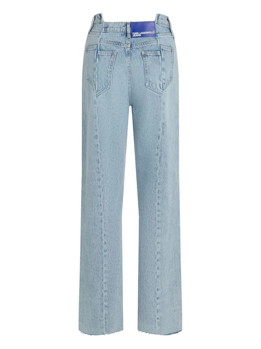 Karl Lagerfeld High-Waisted Wide-Leg Jeans With Classic Five-Pocket Styling
