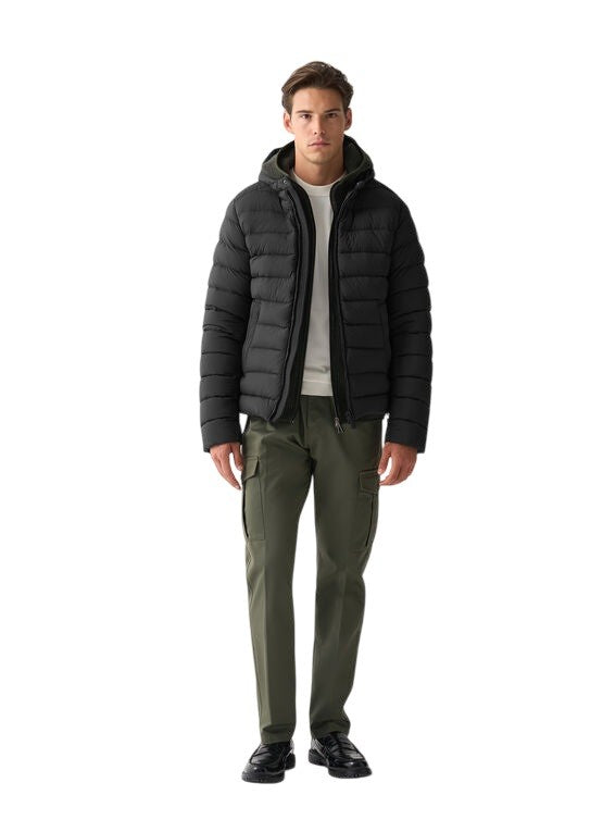 Colmar Black Water-Repellent Snap-Button Collar Down Jacket