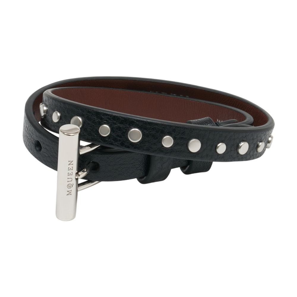 Alexander Mcqueen T-Bar Double Wrap Leather Bracelet
