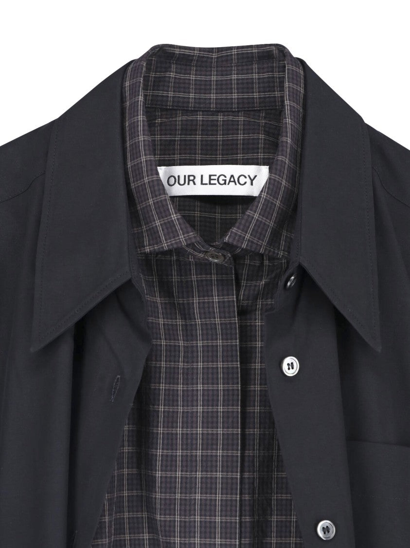 Our Legacy Black Layered Checkered Detail Shirt