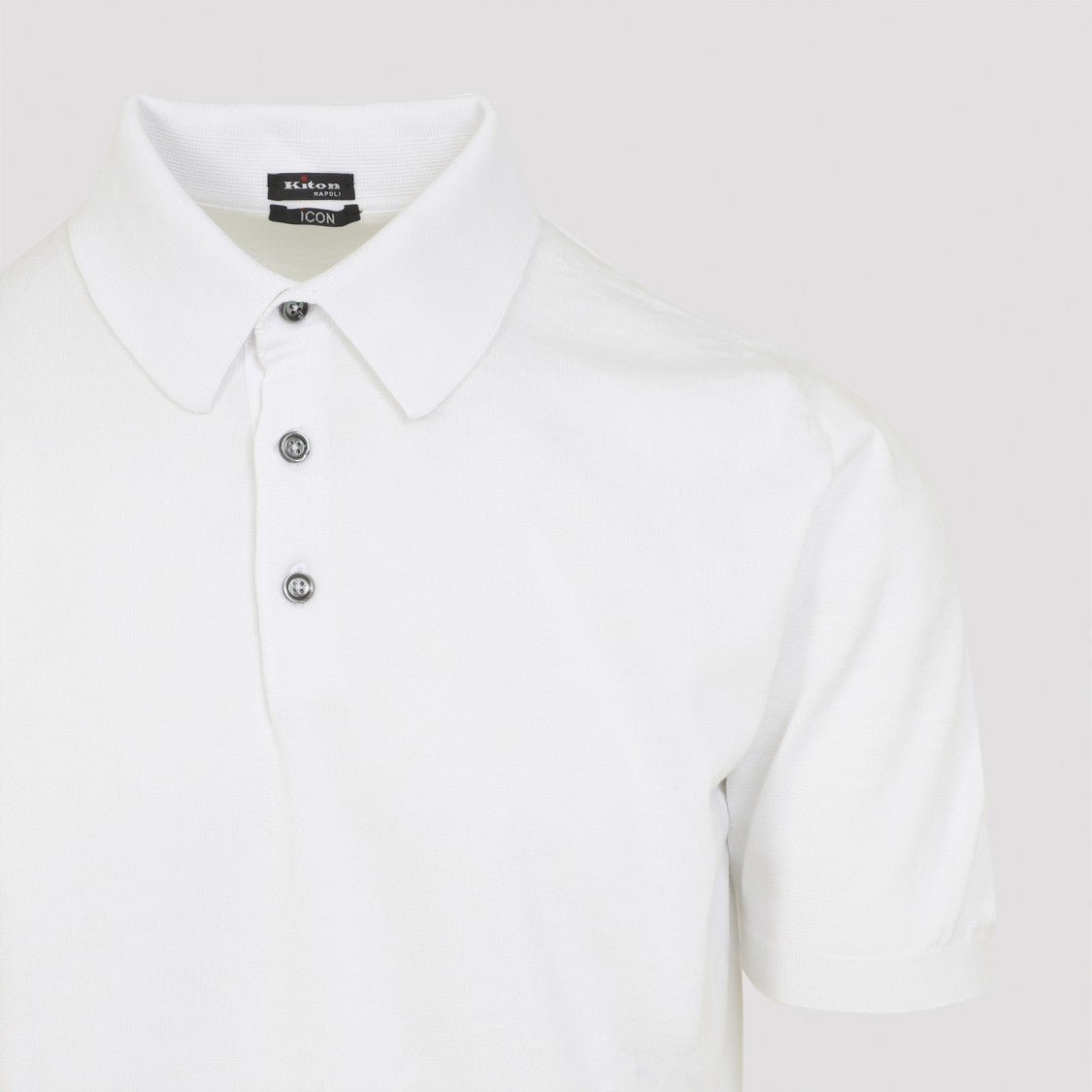 Kiton Classic White Polo Shirt With Traditional Collar And Three-Button Placket