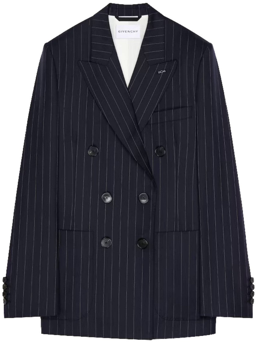 Givenchy Double-Breasted Wool Jacket With Classic Pinstripe Pattern