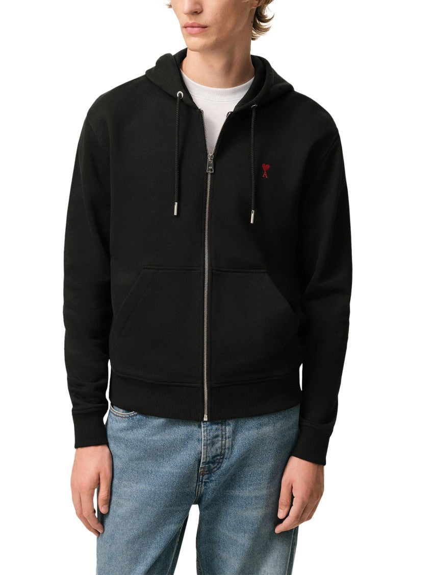 Ami Paris Sweatshirt Red Adc Zip-Up Hoodie