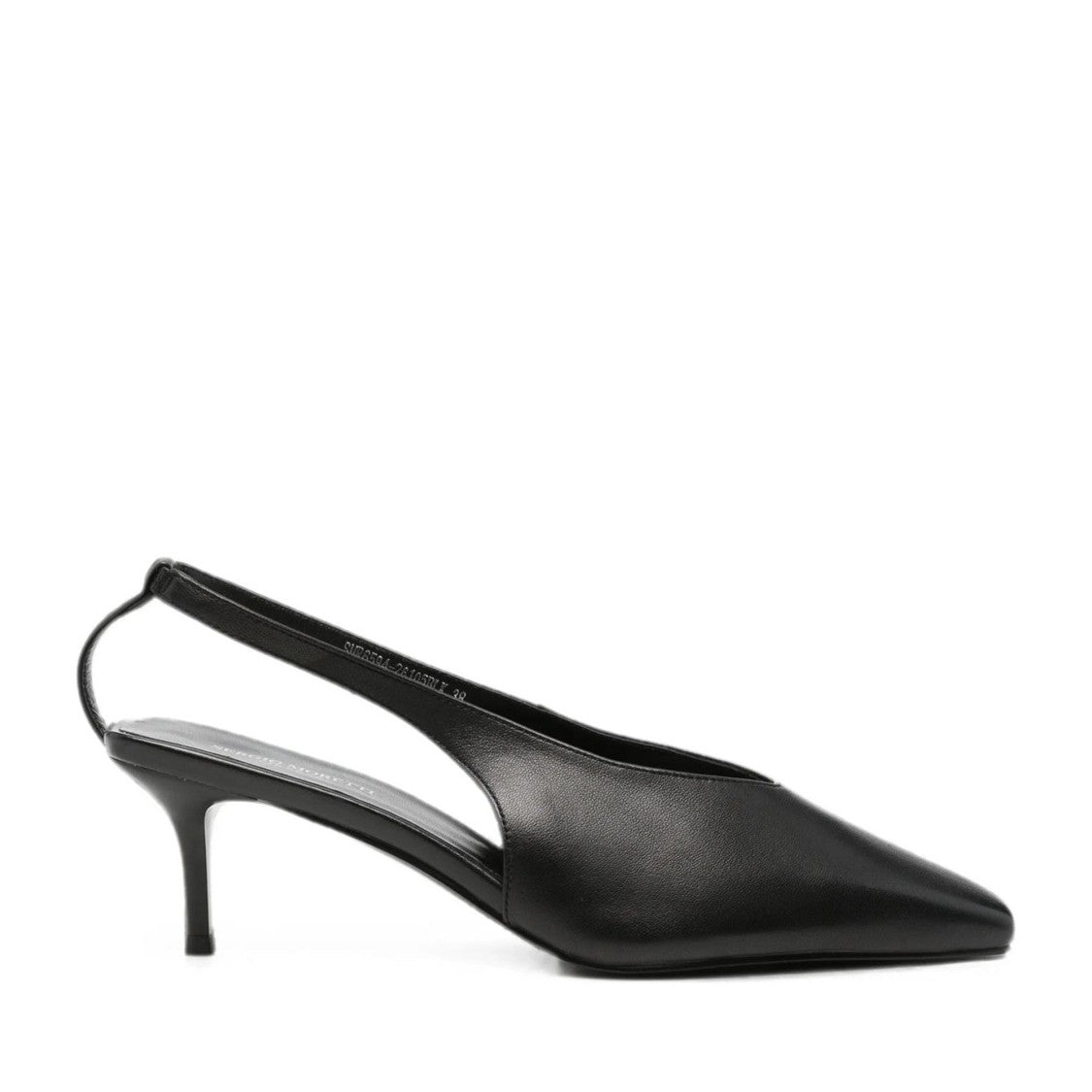 Sergio Moretti Black Sleek Pointed Toe Slingback Leather Dress Pumps