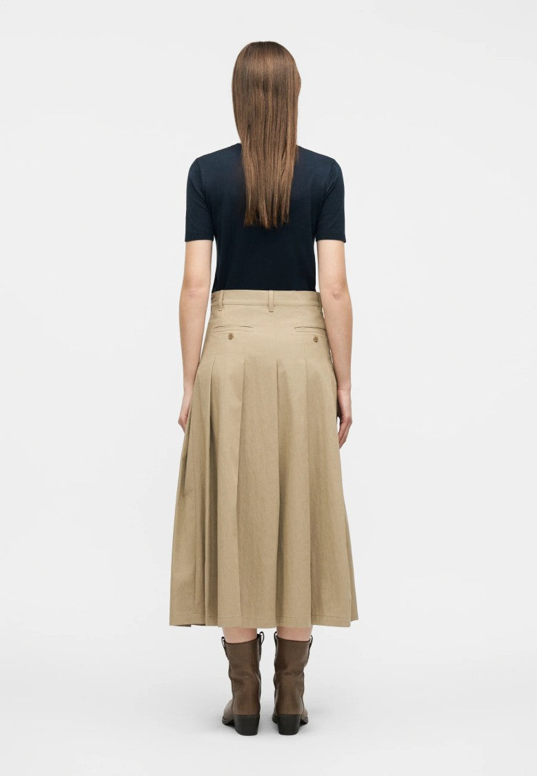 Max Mara Brown Cotton Blend Midi Skirt