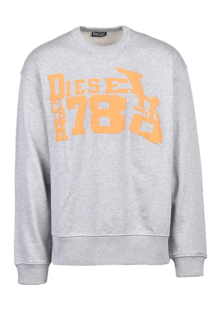 Diesel Grey/Orange Cotton Men's Crewneck Sweatshirt