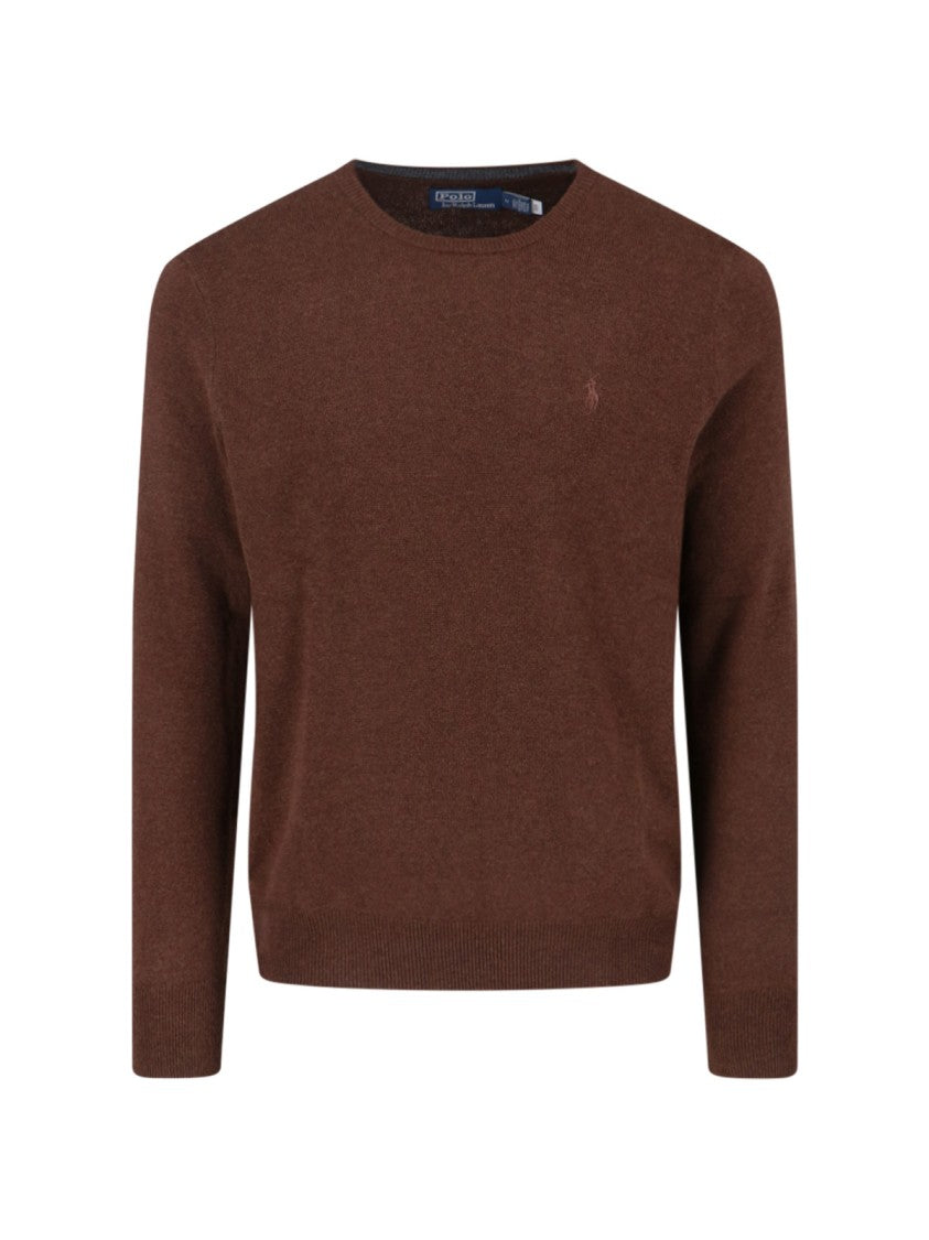 Polo Ralph Lauren Brown Sweater With Crew Neckline And Ribbed Details