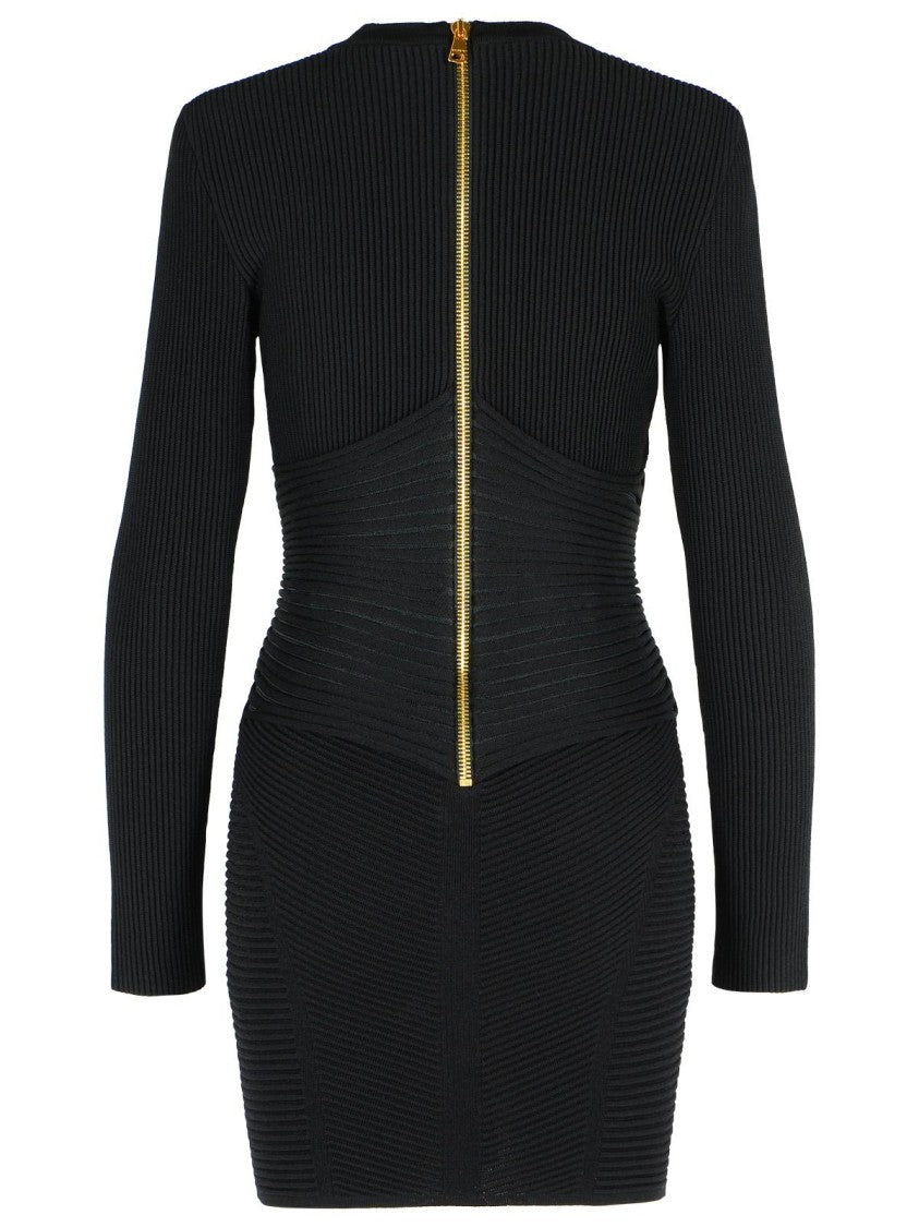 Balmain Short Dress In Black Viscose Blend