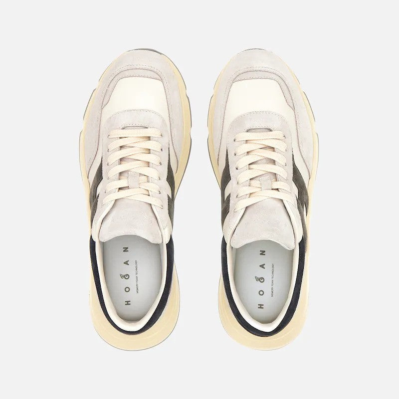 Hogan Suede Leather Chunky Cream Sole Sneakers