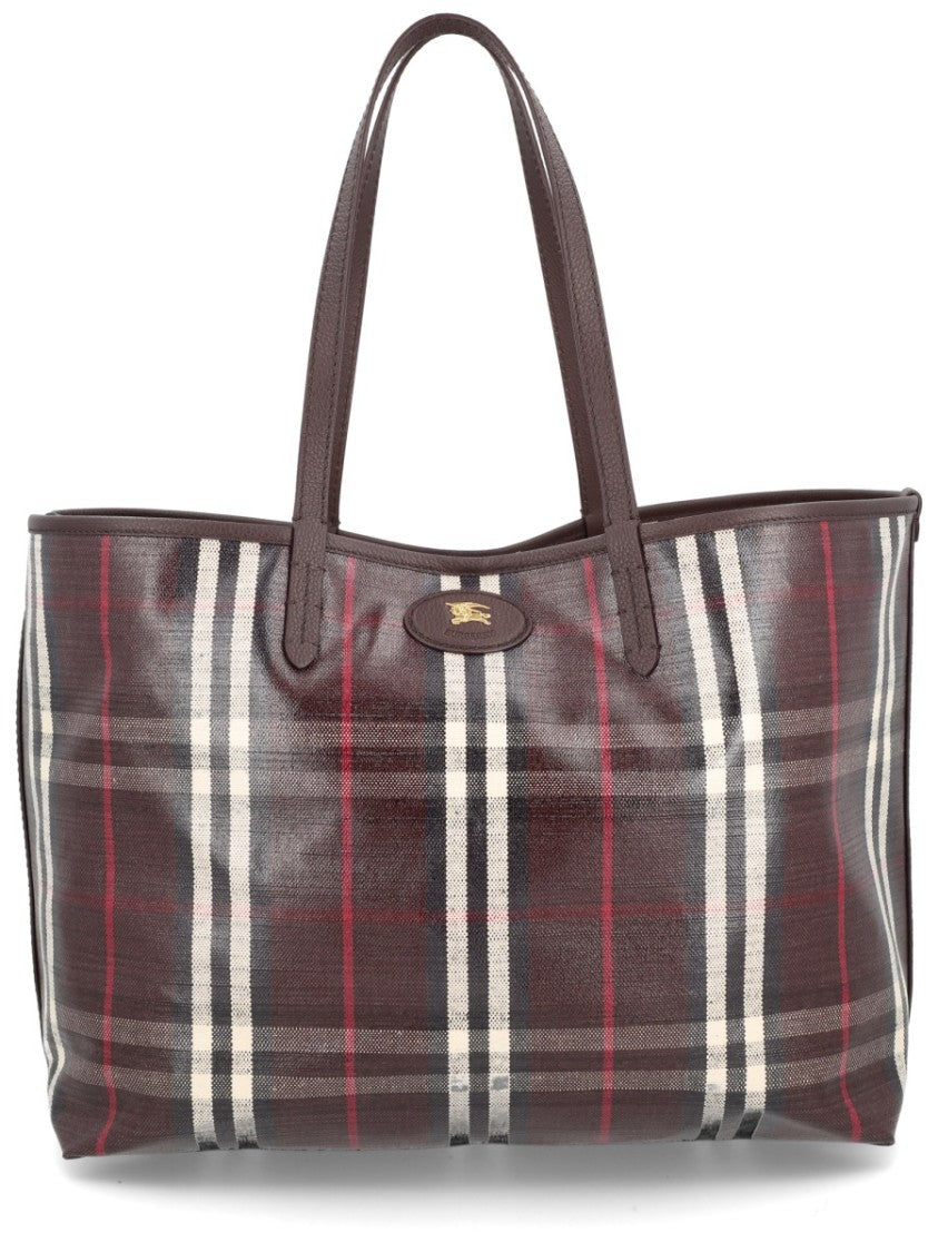 Burberry Classic Plaid Structured Bordeaux Shoulder Bag