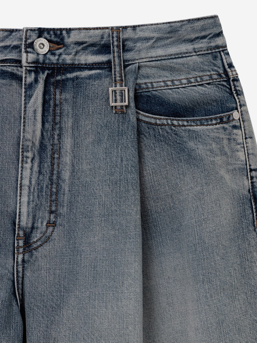 Wooyoungmi Relaxed-Fit Denim Shorts With Faded Wash Effect And Button Closure