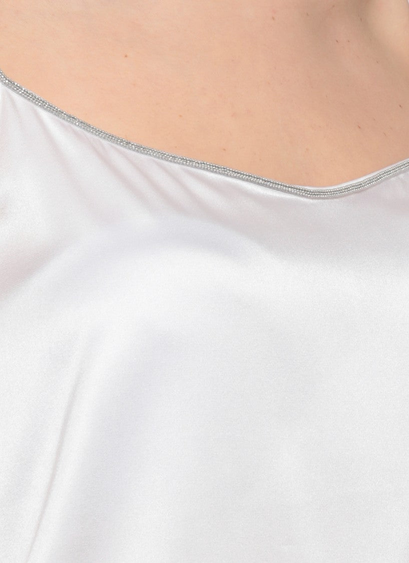 Panicale Ivory Silk Embellished Tank Top