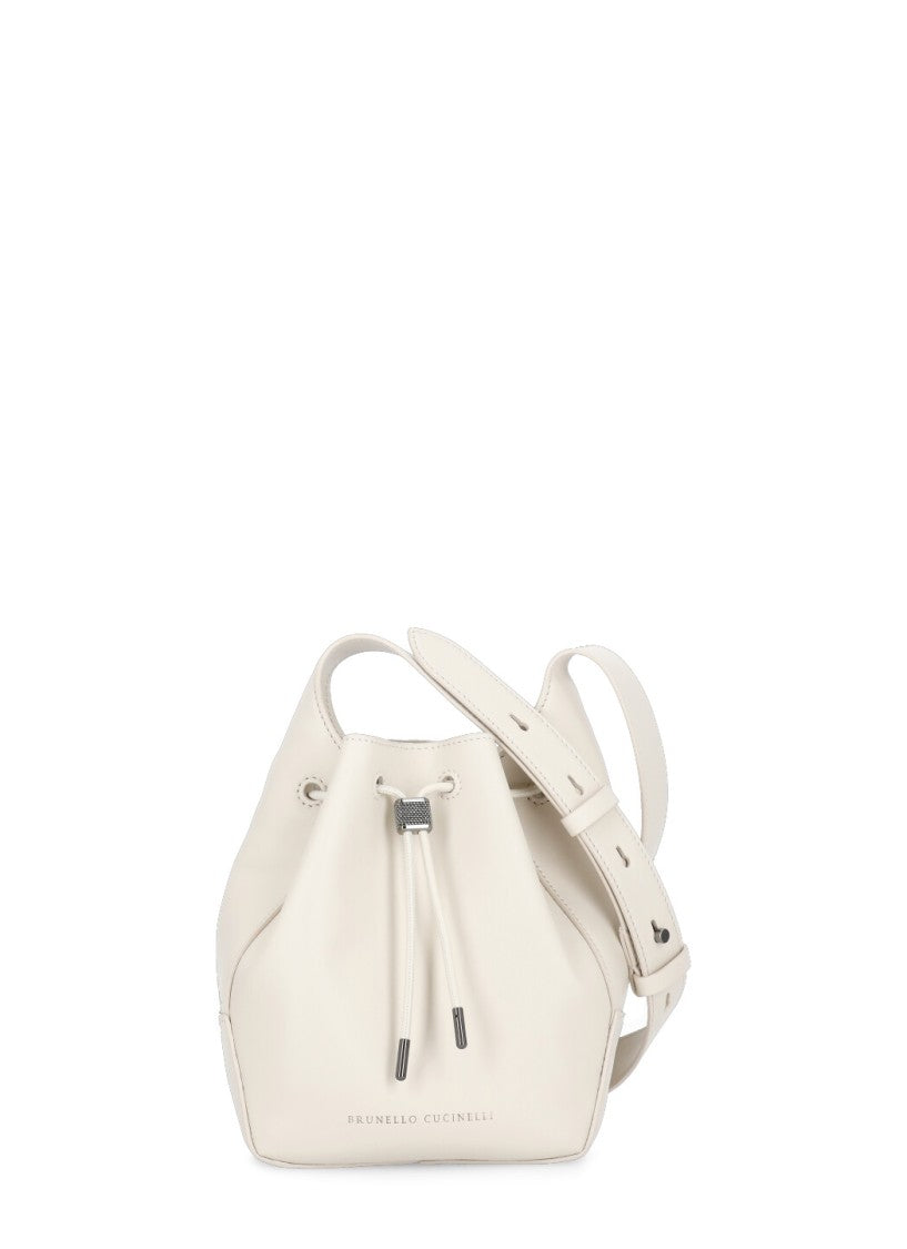 Brunello Cucinelli Ivory Cucinelli Leather Shoulder Bag