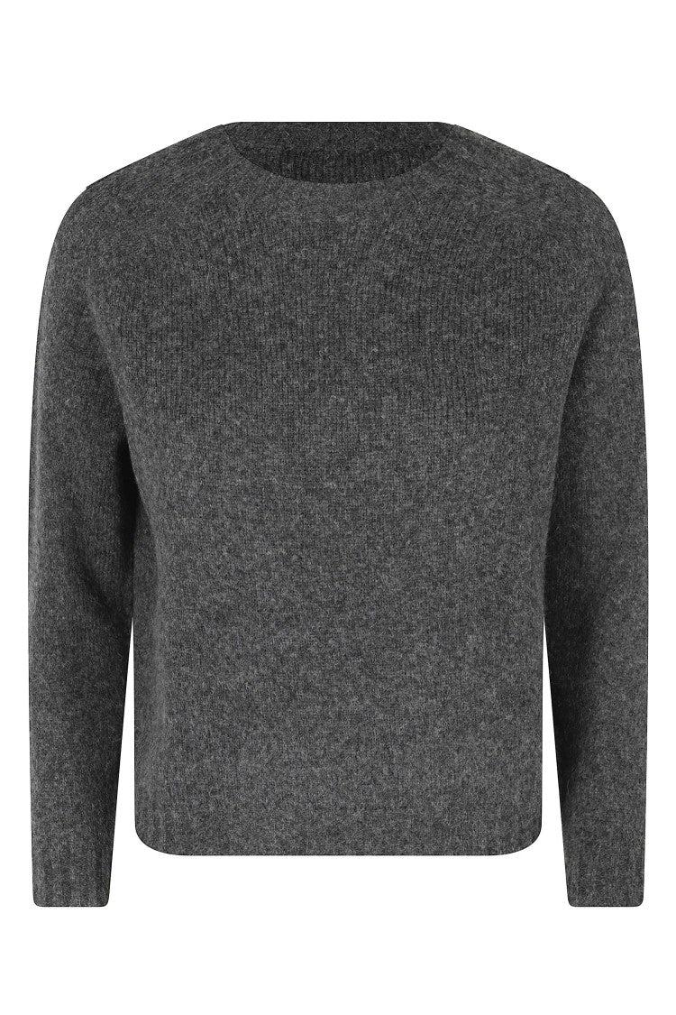 Roberto Collina Anthracite Crew-Neck 3/4-Sleeve Wool-Blend Sweater