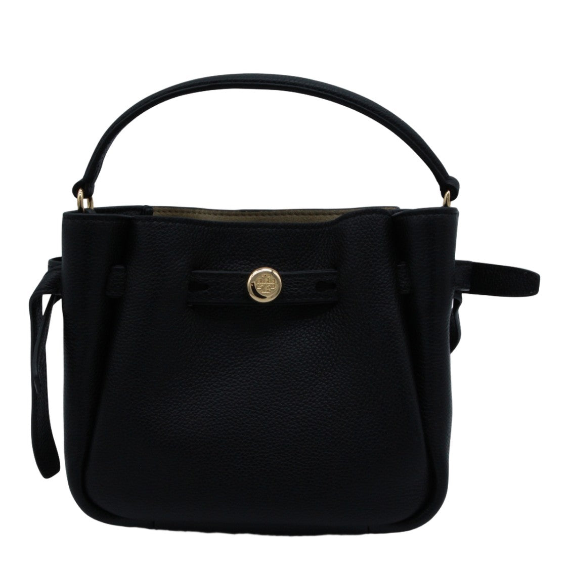 Tory Burch Structured Black Handbag With Pebbled Texture