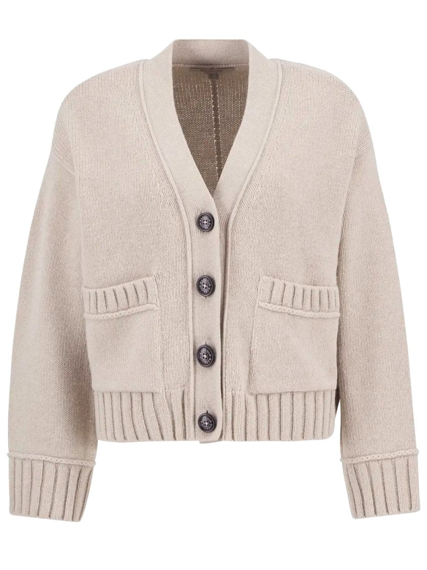 Barbour Cropped Boxy Knit Cardigan With V-Neckline