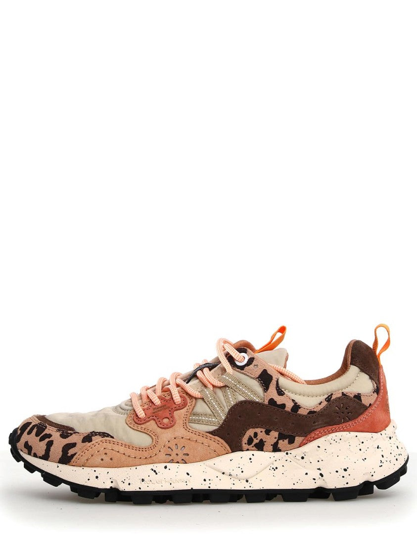 Flower Mountain Leopard Print Sneakers With Speckled Sole