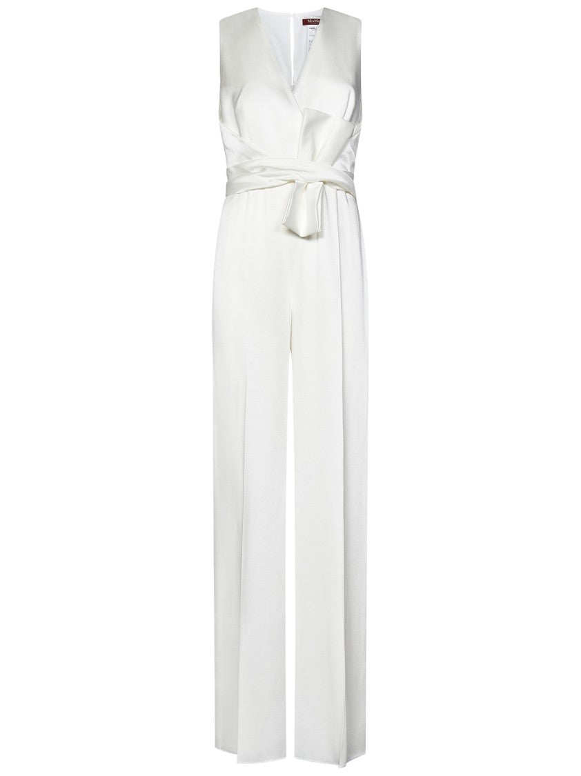 Max Mara Couture Bow-Detail Palazzo Jumpsuit In Envers Satin