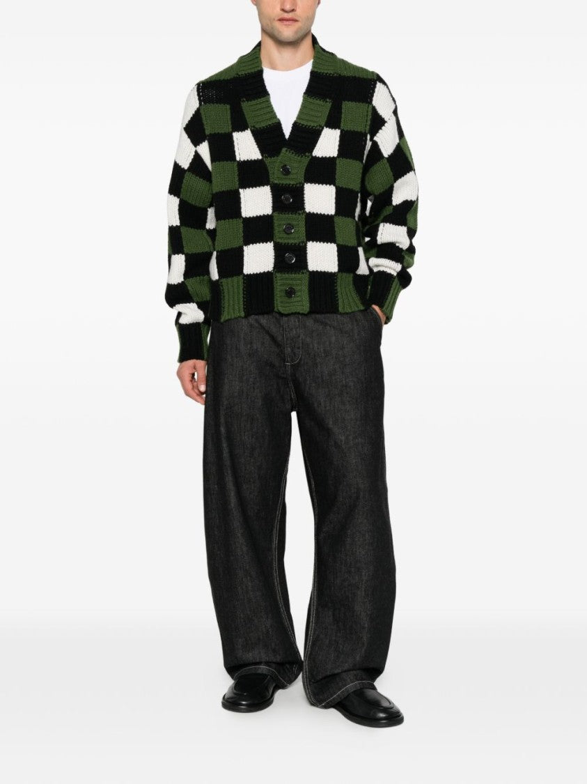 Kenzo Checkered Button-Up Knit Sweater