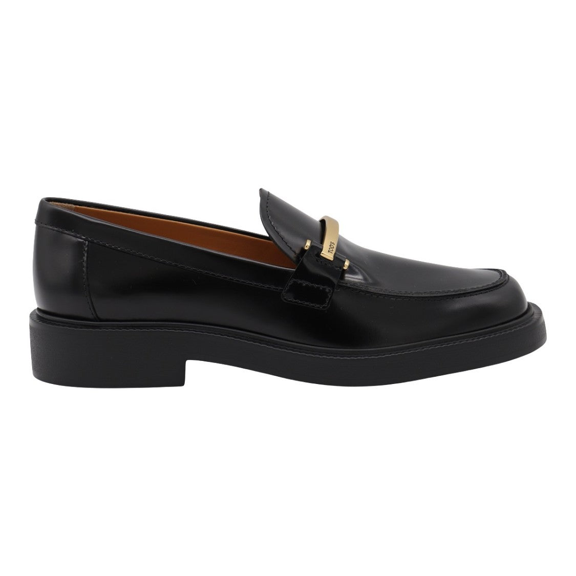 Tod's Polished Black Leather Flat Shoes