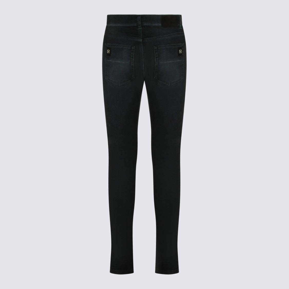 Amiri Dark Wash Slim-Fit Jeans With Distressed Knees And Embroidered Details