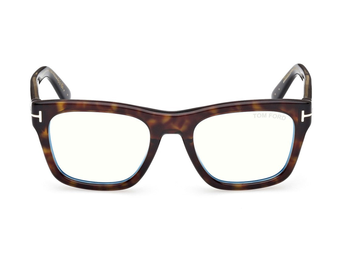 Tom Ford Ft6076-B Tortoiseshell Gold Accents Acetate Square Eyeglasses