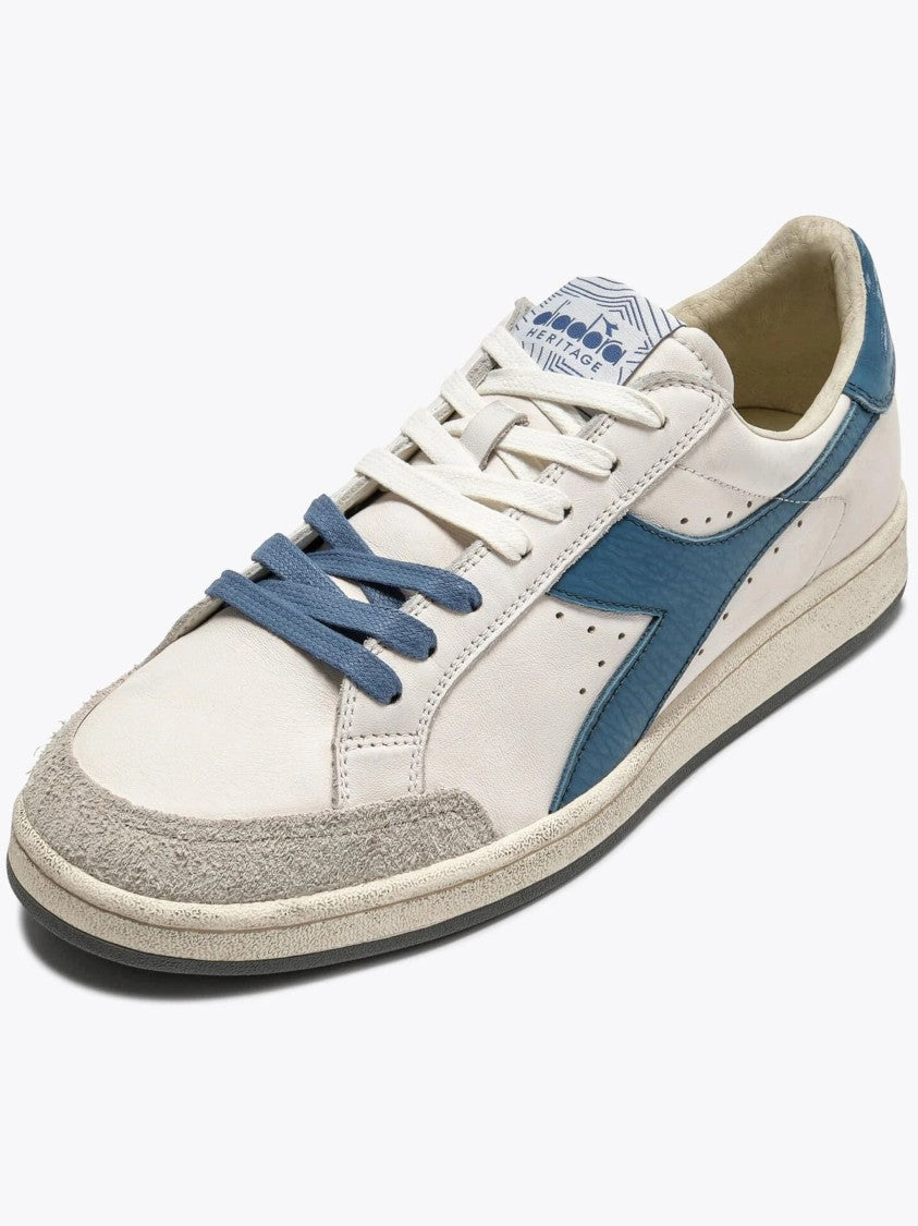 Diadora Prestige White Blue Side Stripe Sneakers