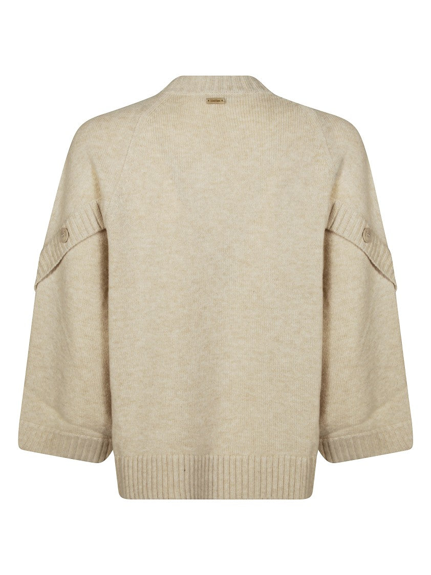 Max Mara Crew Neck Sweater With Shoulder Button Detail
