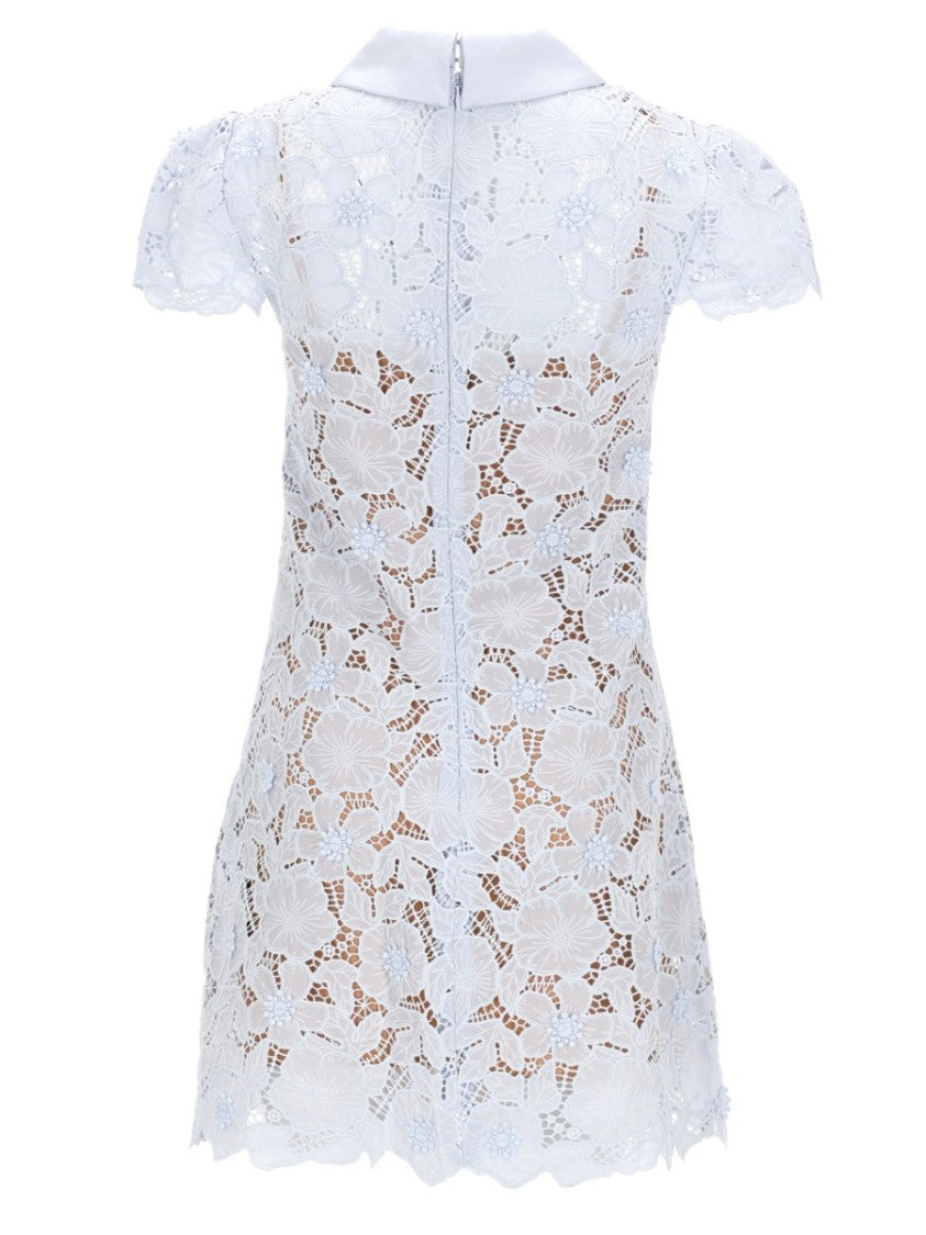 Self-Portrait Neutrals Intricate Floral Lace Mini Dress