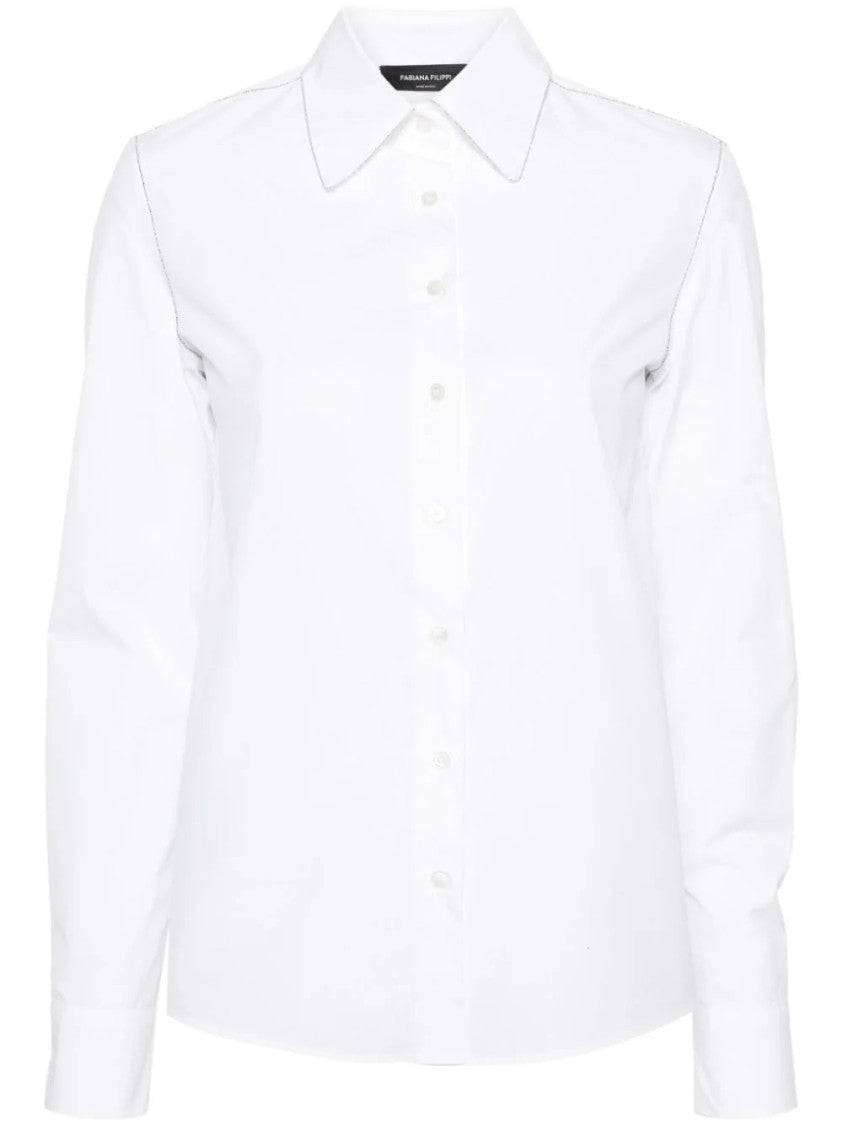 Fabiana Filippi White Shirt With Diamond Thread Embroidery In Cotton
