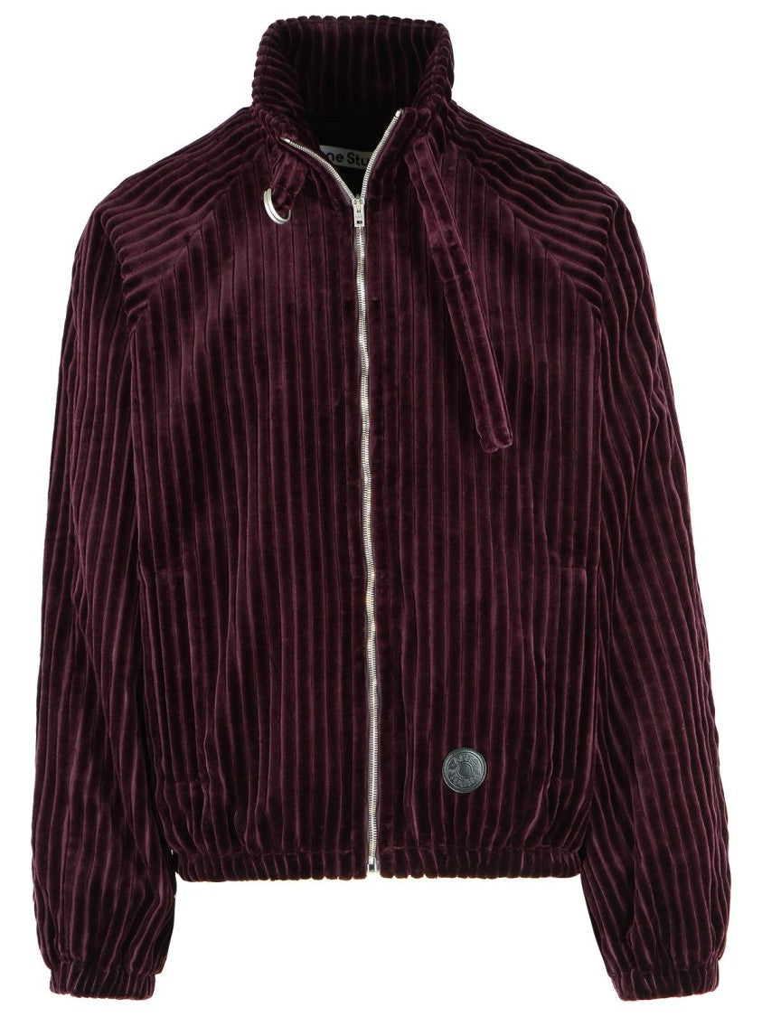 Acne Studios Burgundy Cotton Bomber Jacket