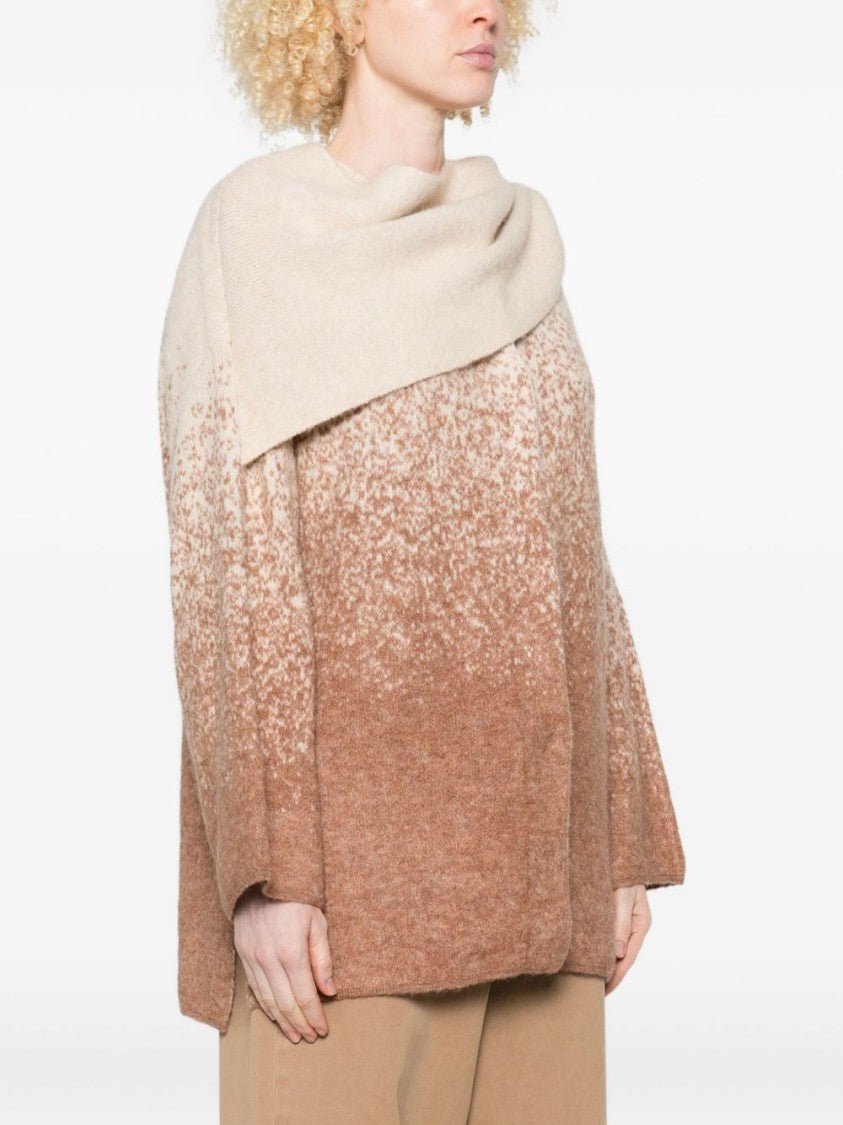 Twin-Set Gradient Design Coat With Draped Collar