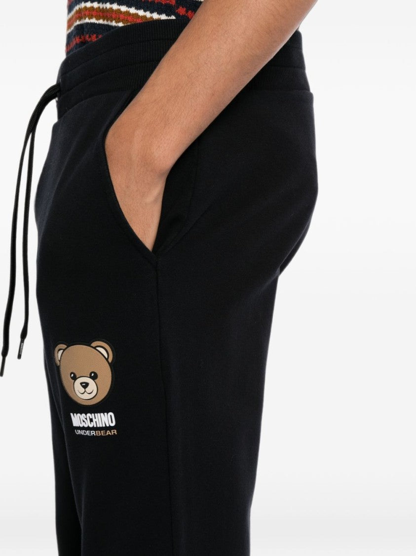 Moschino Black Relaxed Drawstring Graphic Pants