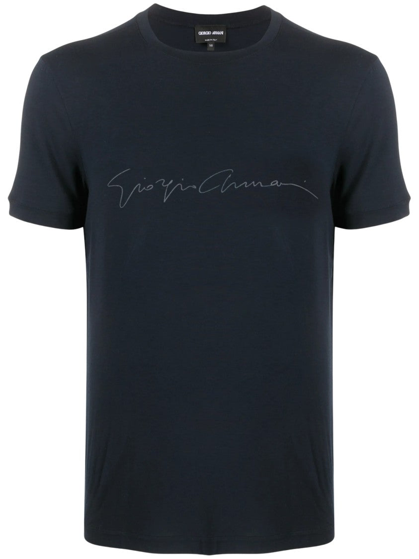 Giorgio Armani Signature Logo Crewneck Cotton T-Shirt