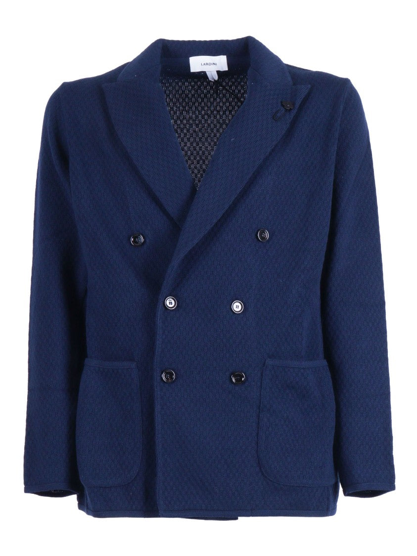 Lardini Double Breasted Textured Knit Blazer