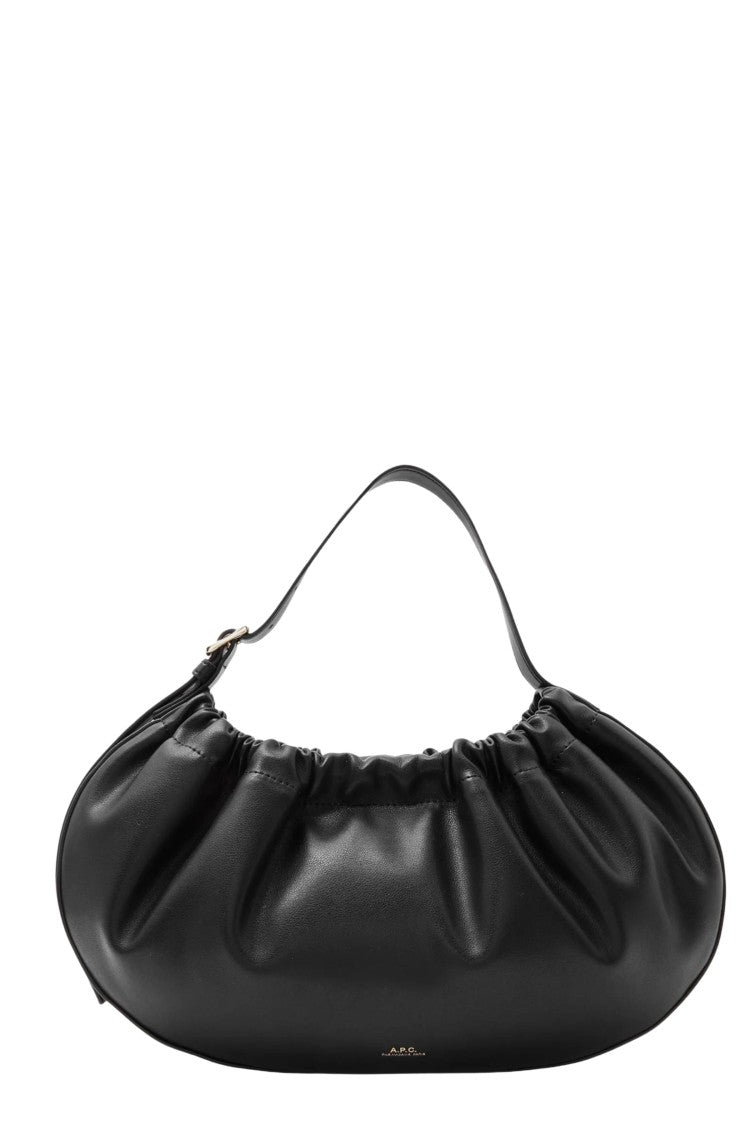 A.P.C. Black Ninon Hoop Gathered Polyurethane Bag