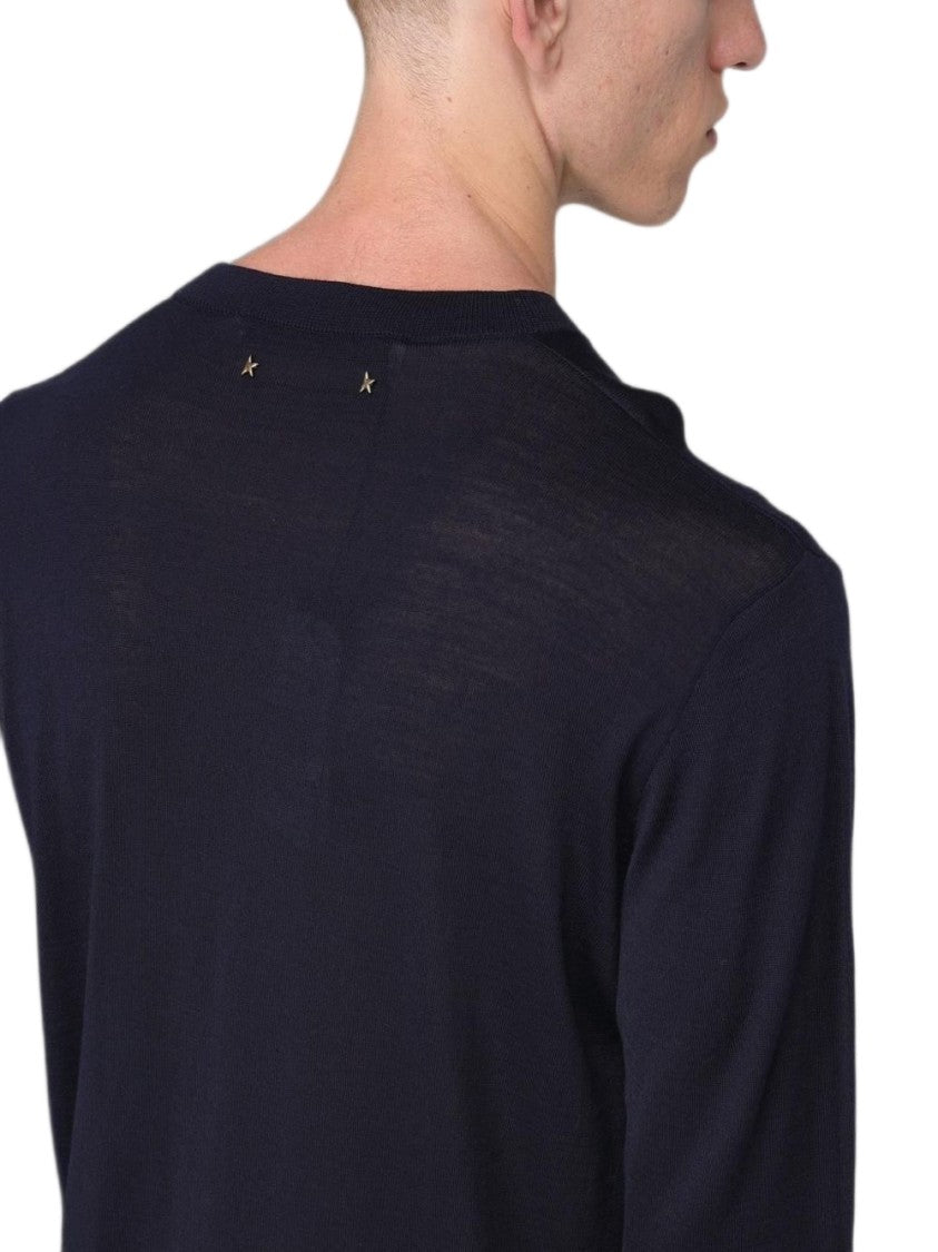 Golden Goose Black Crew Neck Metallic Accents Sweater