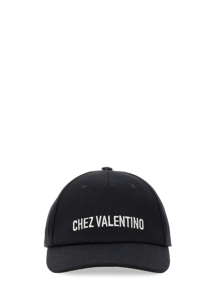 Valentino Garavani Embroidered Black Cotton Baseball Cap