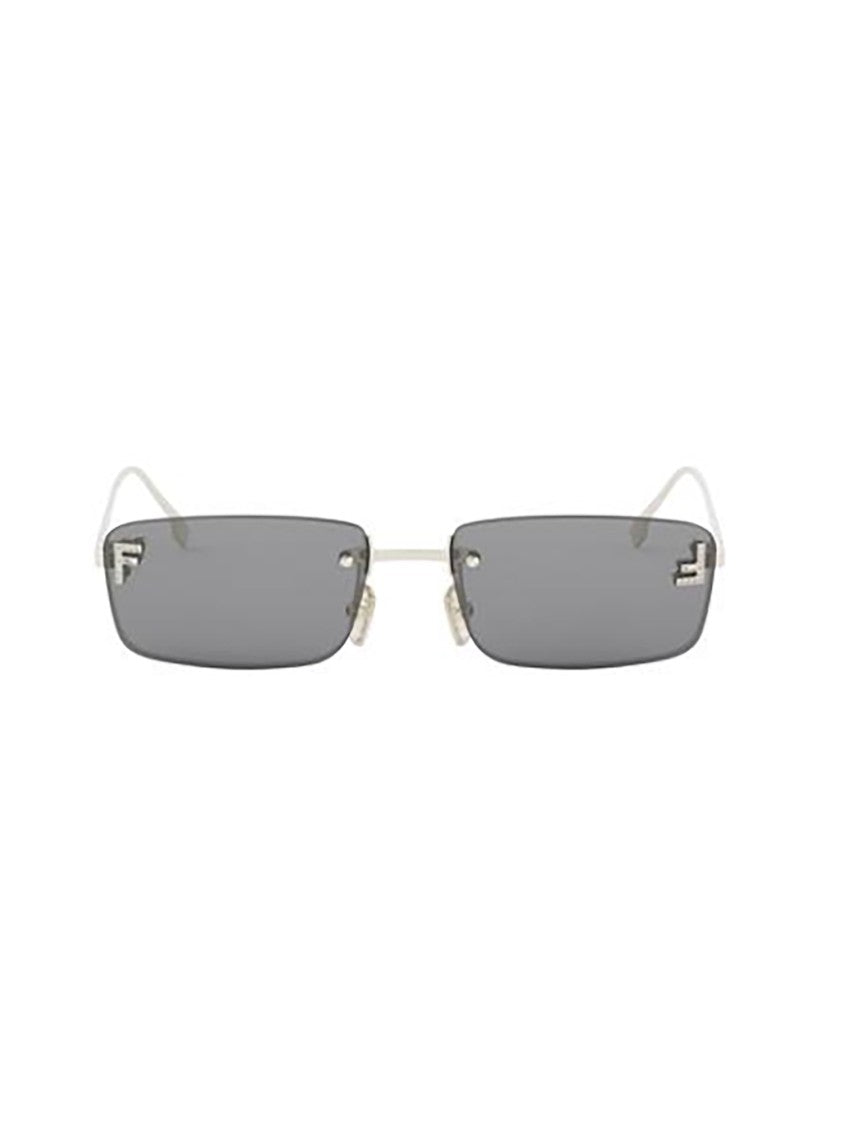 Fendi Rimless Rectangular Sunglasses With Silver-Toned Temples