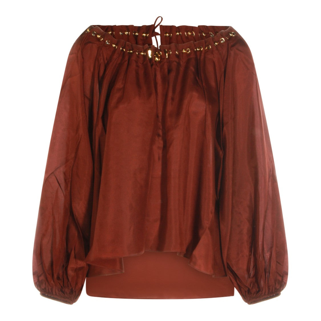 Zimmermann Asymmetrical Silk Top With Gold-Tone Eyelets And Tie Detail