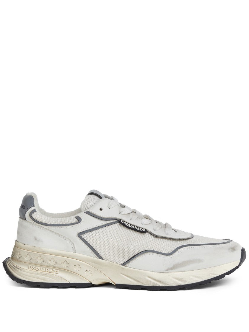 Dsquared2 Sprinter Silver Leather Mesh Running Sneakers