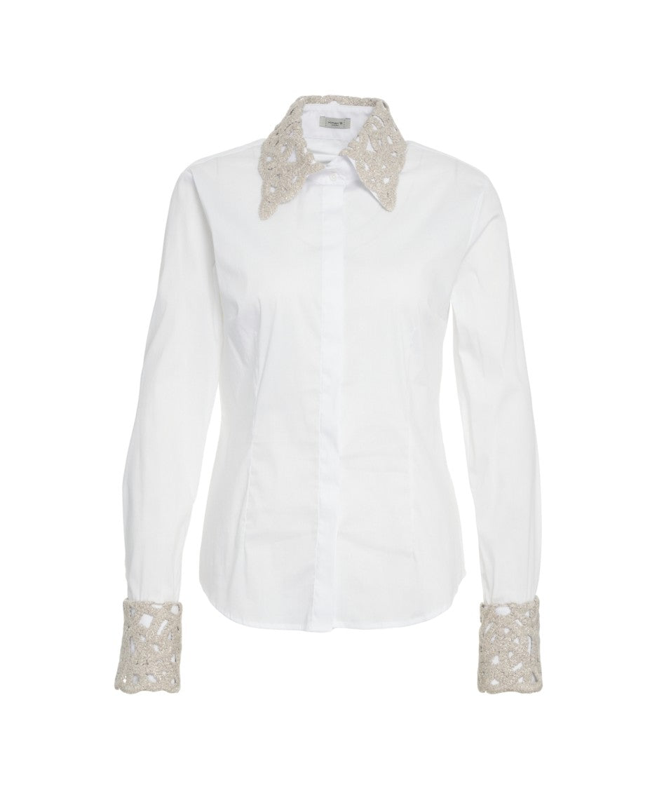 Himon's Intricate Embroidered Blouse With Classic Button-Down Design