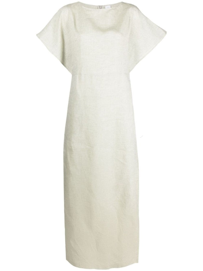 Eleventy Maxi Dress In Lightweight Green Linen