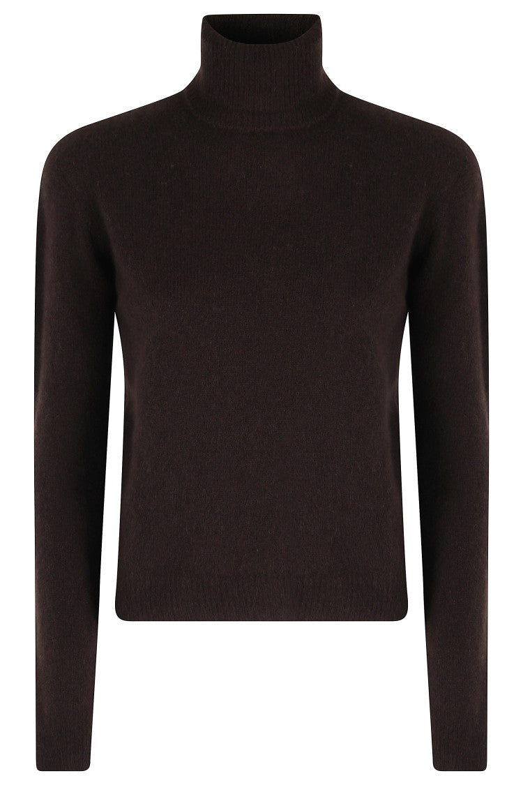 Roberto Collina High Collar Brown Wool Blend Sweater