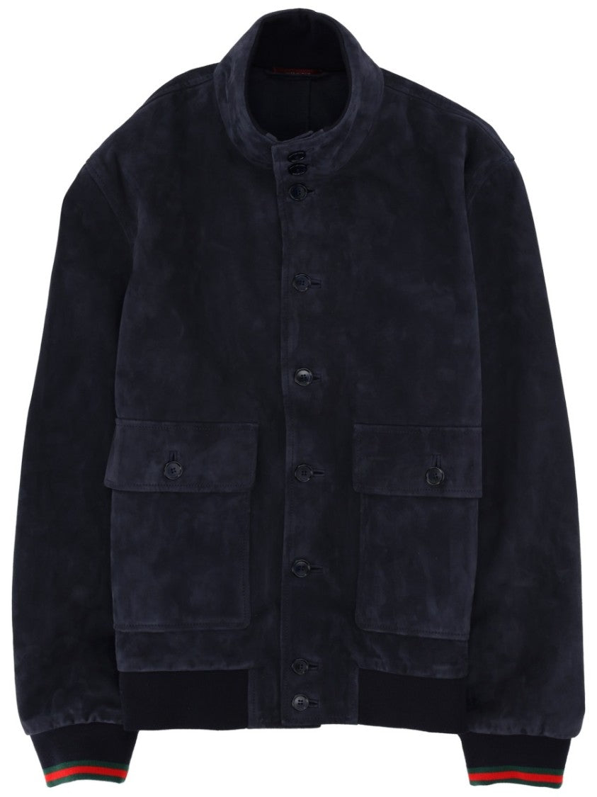 Gucci Button-Up Lambskin Suede Jacket