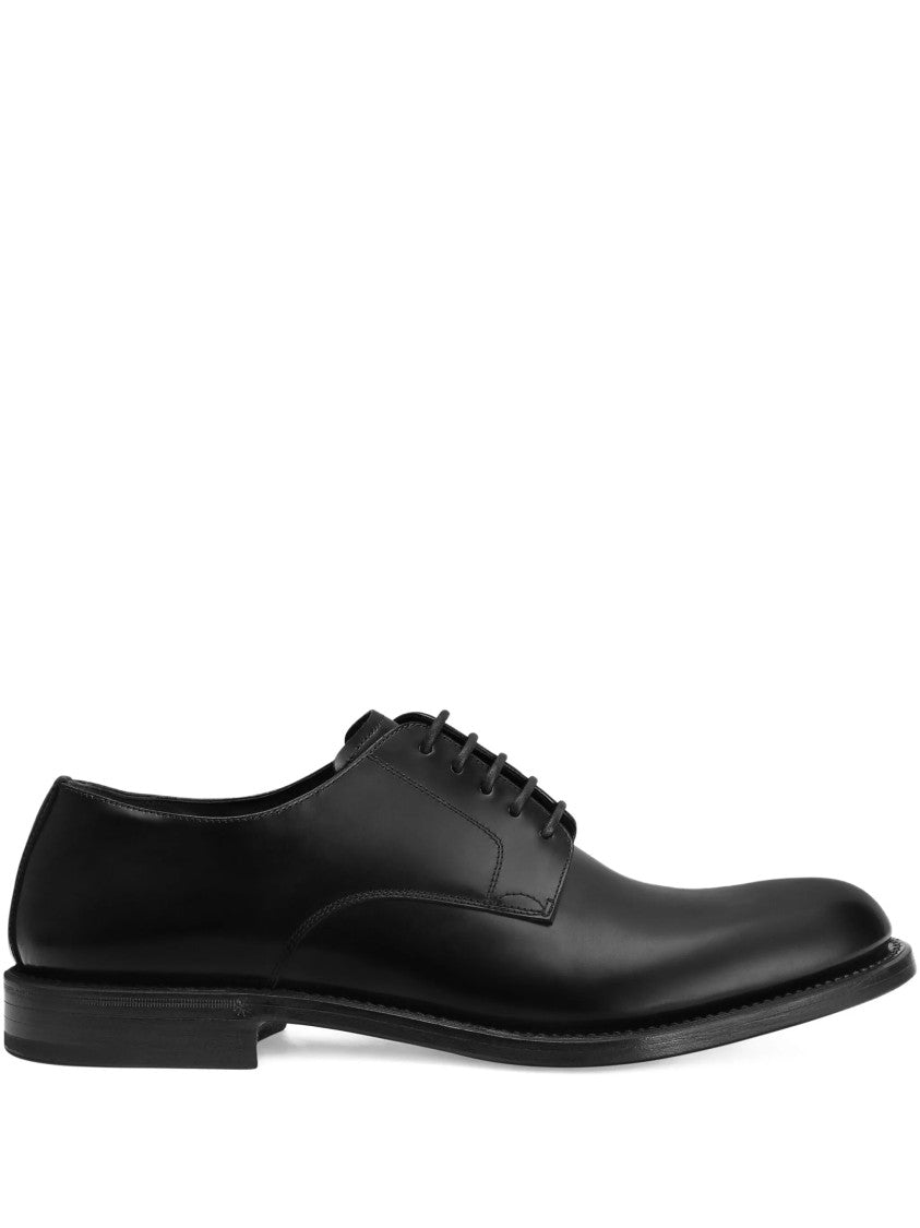 Dolce & Gabbana Sleek Black Polished Leather Derby Shoes